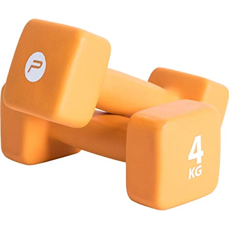 Pure2Improve Neopren-Hanteln, Orange, 4kg (2er-Set) - Quadratisches Design, rutschfestes Neopren-Außenmaterial, für ganzkörperliches Training geeignet - Preisvergleich – Bild 2