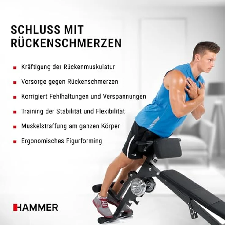 HAMMER Bauch Rückentrainer Ab And Back Trainer Bauch-rückentrainer, schwarz, 7-fach verstellbare Rückenlehne, ergonomisches Design, platzsparend klappbar – Bild 3