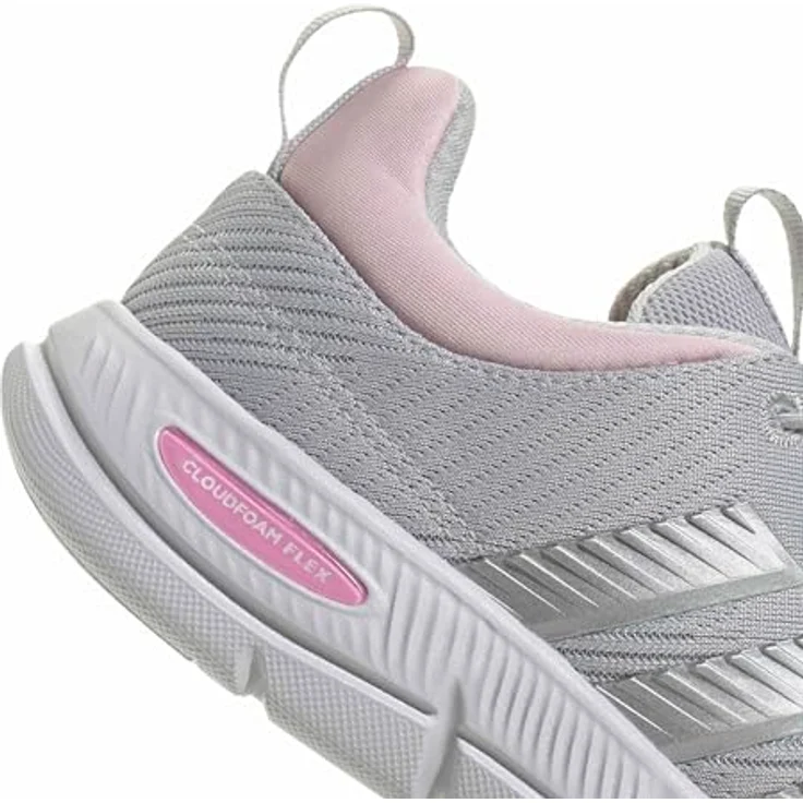 Adidas Cloudfoam Flex, Laufschuhe mit elastischen Schnürsenkeln, grau Light Solid Grey/Matte Silver/Clear Pink – Bild 6