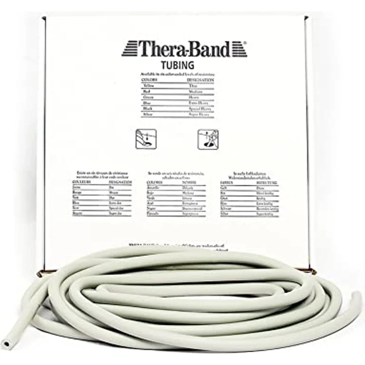 THERABAND Widerstandstrainer Tubing 7,50 m, silber, super schwer aus 100 % Naturlatex – Bild 1