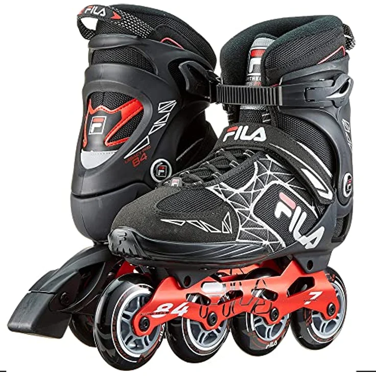 FILA Inline Skate Legacy Pro 84, Herren Inlineskates mit 100 mm Rollen, 84 A Härte, ABEC 7 Kugellager, stabiler Alu-Schiene, Schwarz/Rot – Bild 1