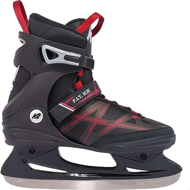 K2 Skates Herren Schlittschuhe F.I.T. ICE, Stabilität Plus Cuff, Edelstahlkufen, wasserabweisend, schwarz-rot – Bild 3