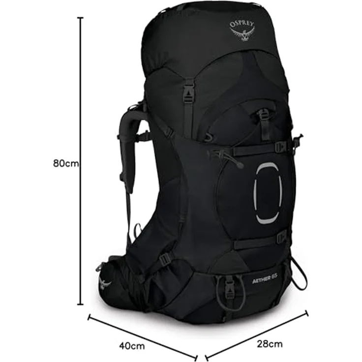 Osprey Aether 65 S-M, Wanderrucksack aus 100% Nylon, 80 cm, schwarz – Bild 8