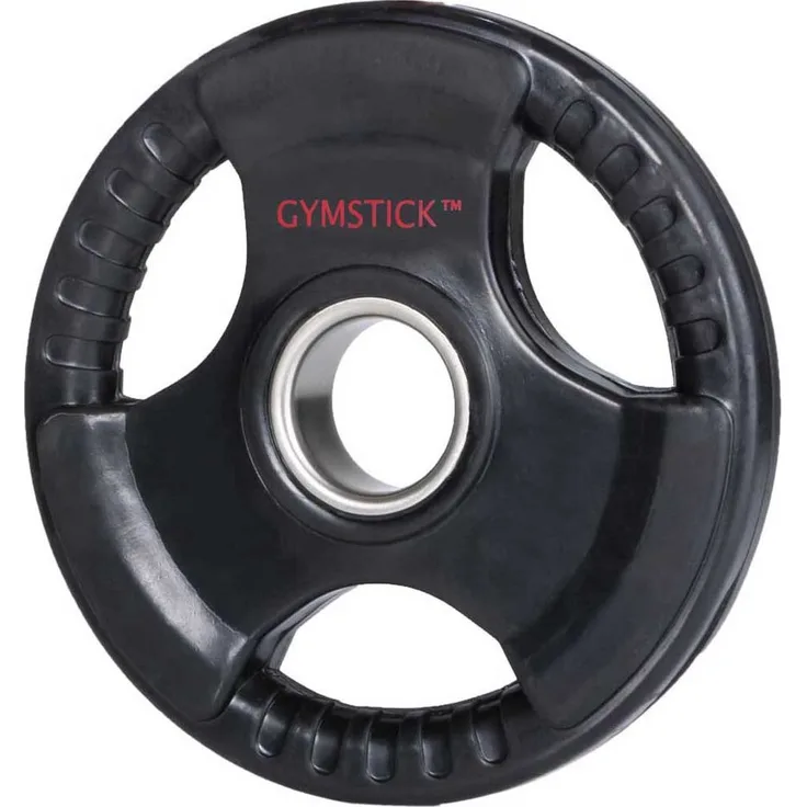 Gymstick Rubber Hantelscheibe 10 kg, gummibeschichtet mit Tragegriffen, schwarz