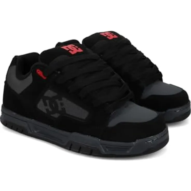 DC Shoes Dc Coiler, Lederschuhe für Herren mit atmungsaktivem Mesh, Schwarz-Grau, Größe 9 UK – 43 EU – 10 US
