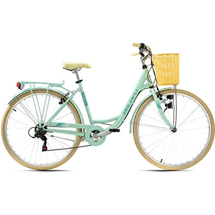 KS Cycling Damenfahrrad 28'' Cantaloupe Mint mit Korb Dacapo RH 48 cm, 6-Gang-Kettenschaltung, trendiges Design