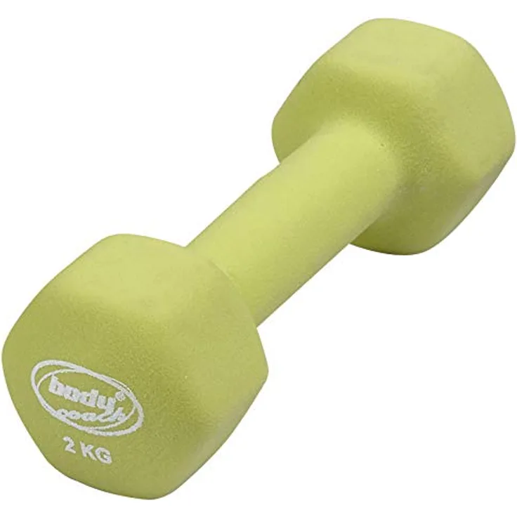 BODYCOACH Neopren-Hantel Kurzhantel 2 kg Dumbell Aerobic Fitness Walking rutschfeste Oberfläche eckig