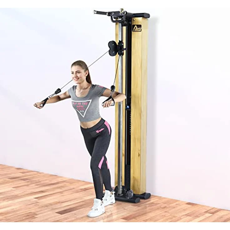 AsVIVA Kraftstation MG7 Holz Kabelzugstation mit 101 KG Gesamtgewicht und inklusive Hantelbank (Light Wood) – Bild 2