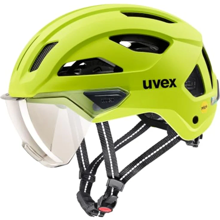 Uvex Stride Visor MIPS Fahrradhelm für Erwachsene, lime matt, 56-59 cm, Hoher Tragekomfort, integriertes Visier, MIPS-Technologie – Bild 1