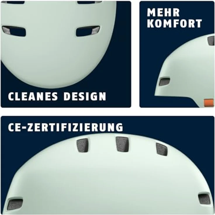 ABUS Fahrradhelm XOXO, Cityhelm im Skater-Look, sicherer Halt mit optimiertem Kinnpolster, für Skateboard, Fahrrad und Scooter, Größe M, Grün – Bild 4