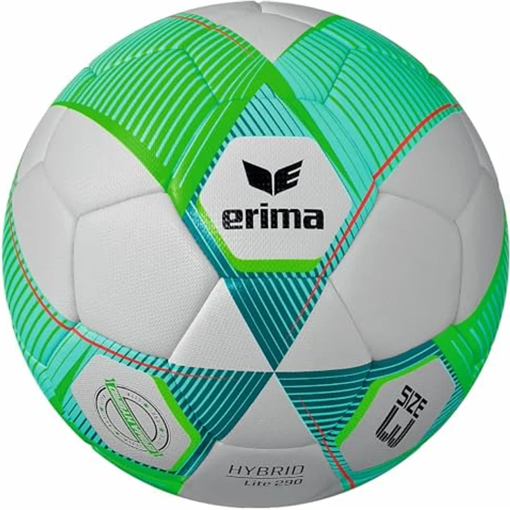 Erima HYBRID LITE 290 Fußball Green Gecko/Petrol 3 - Langlebiges PU mit 3D-Struktur, minimale Wasseraufnahme – Bild 1