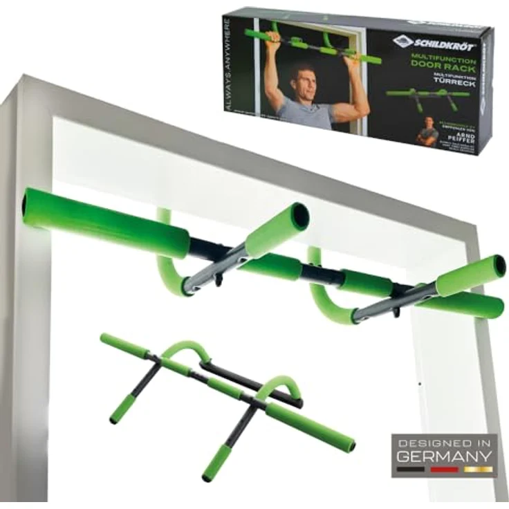 Schildkröt Breite Multifunktions-Türreck 4 in 1, max. 100 kg, Grün-Schwarz, Heimfitnessgerät für Oberkörpertraining – Bild 1