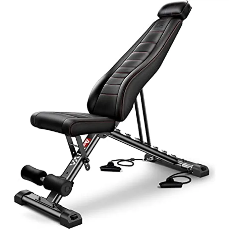 AsVIVA WB2 Hantelbank Klappbar | Verstellbare & robuste Fitnessbank bis 300 kg | Schrägbank, Negativbank & Flachbank | Ergonomisches Design | Platzsparend für Zuhause | Schwarz