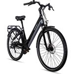 Bergsteiger Hampton 28 Zoll City E-Bike mit 250 Watt Motor, Scheibenbremsen, Aluminium Ebike für Damen & Herren, Farbdisplay, Elektrofahrrad mit Shimano 6 Gang-Schaltung, Schwarz