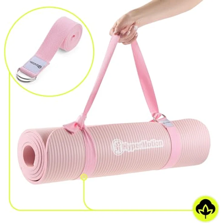 HyperMotion Yogamatte HYP55 YOGA MAT 0.8P, NBR-Schaum, 183x61 cm, 8 mm Komfortstärke, pink mit Tragegurt – Bild 10