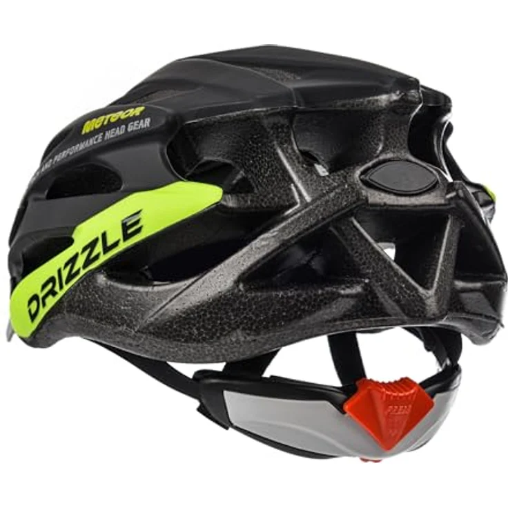 Meteor Drizzle Fahrradhelm, MTB Rollerhelm für Herren, Damen und Kinder, L 58-61 cm, schwarz/neongrün – Bild 4