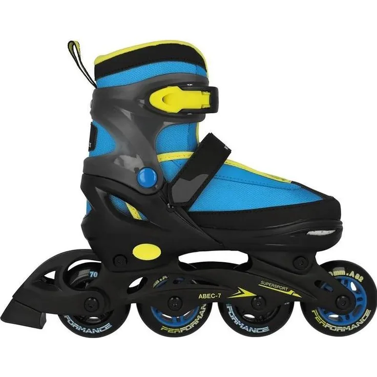 Witeblaze XOOM 2 BOY, Inline Skates mit verstellbarer Größe, Schwarz-Blau-Gelb