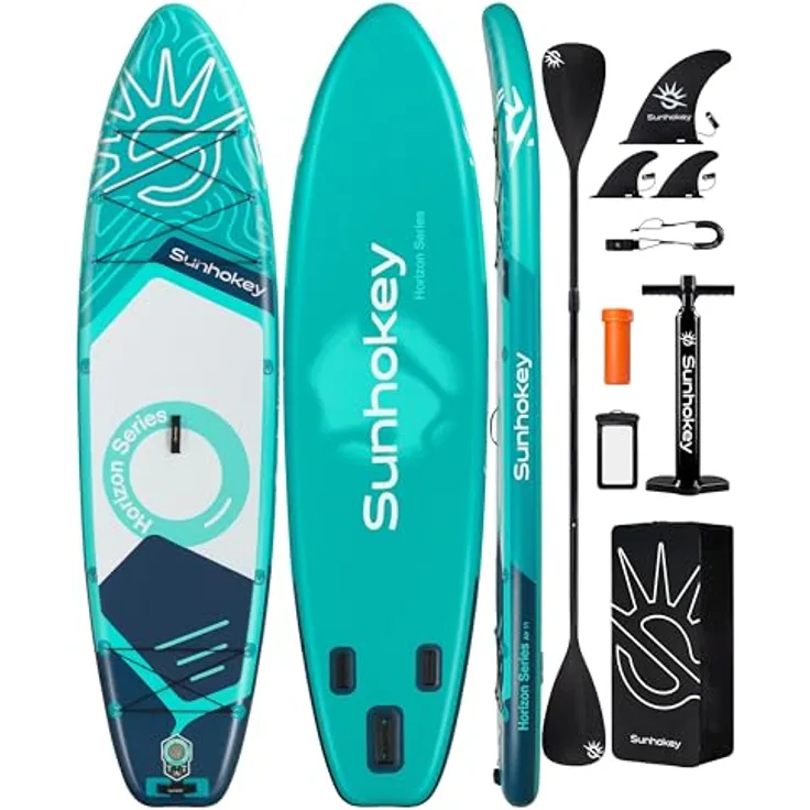 COIL COIL SUP-Board Aufblasbares SUP Board Set, 335 cm, inkl. Paddel, Pumpe, wasserdichte Handytasche, Blau, stabil und leicht