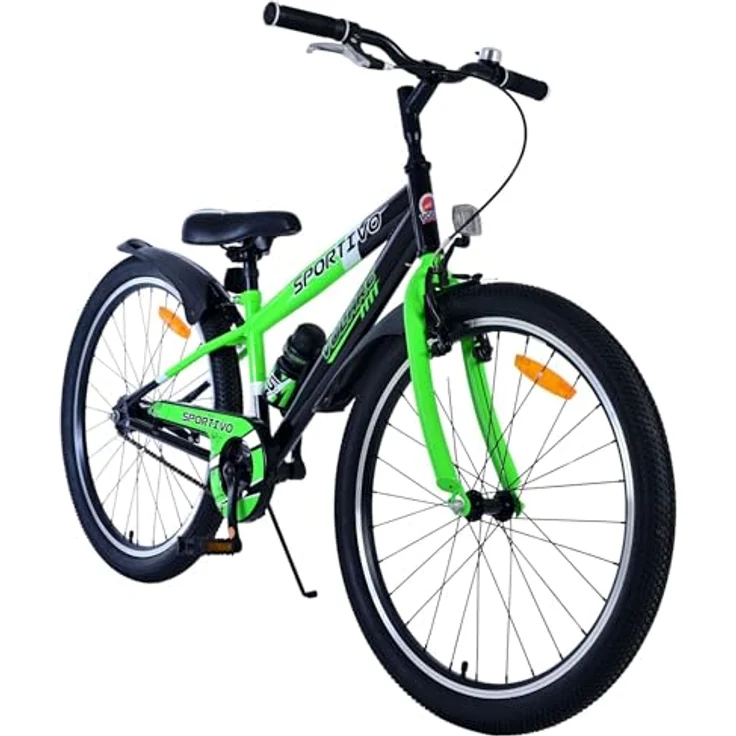 Volare Kinderfahrrad Sportivo 24 Zoll für Jungen in Schwarz Grün - Handbremse, Rücktrittbremse, Klingel, Reflektoren, Gepäckträger – Bild 5