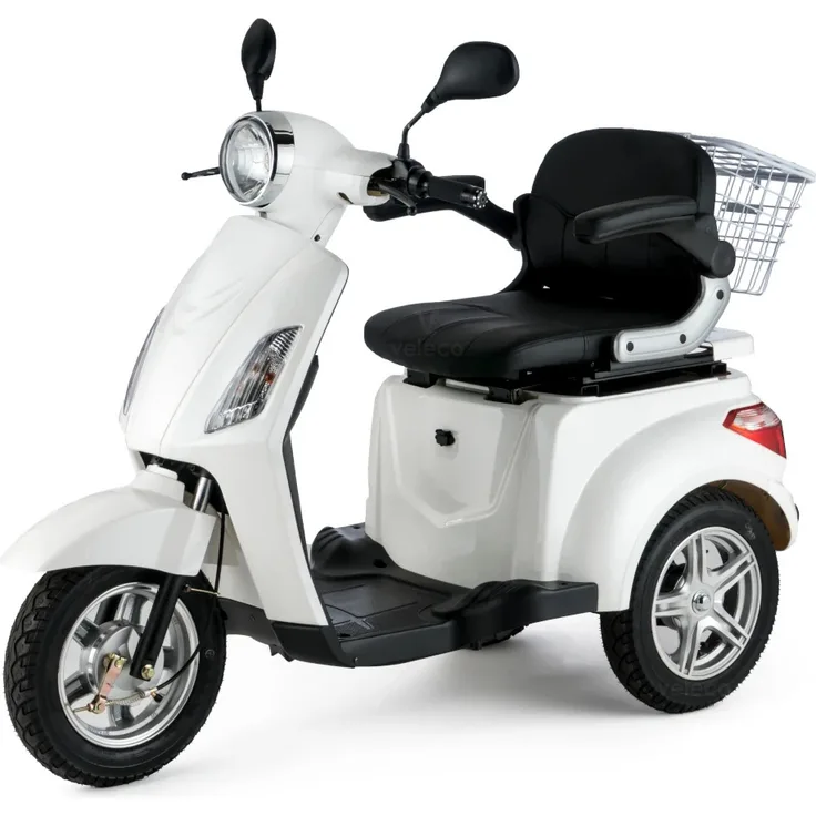 VELECO ZT15 Elektromobil - 3-Rad Mobilitätsroller - Elektromagnetische Bremse - 800W (Weiß)