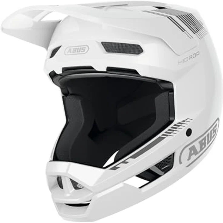 ABUS Downhill Helm HiDrop, Fullface Helm mit ABS-Außenschale, ASTM-er Sicherheit, für Downhill, Enduro und Bikepark, Weiß, Größe L – Bild 4