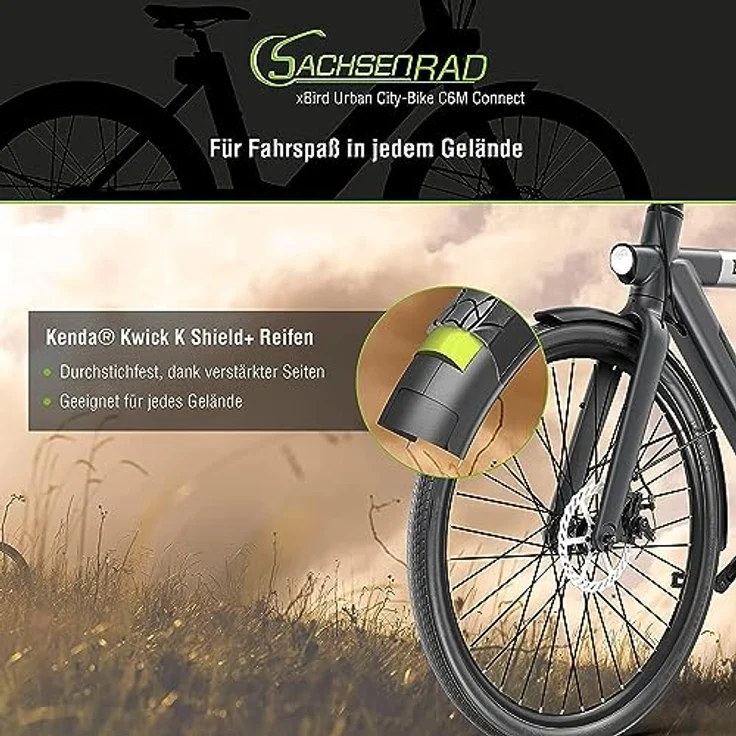 SachsenRAD xBird C6R Connect Urban E-City-Bike, E-Bike mit Riemenantrieb und integriertem LCD-Display, schwarz, für Körpergrößen 150-180 cm – Bild 7