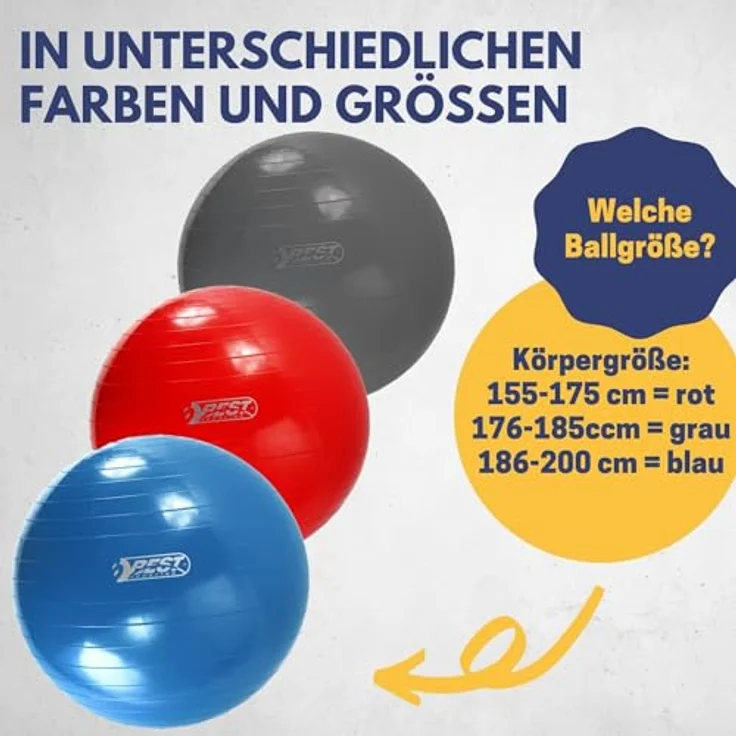Best Sporting Unisex – Erwachsene Gymnastikball I Trainingsball 65cm, 75cm oder 85cm I Für Therapie- und Rehabilitationseinheiten I Belastung bis 250kg I Pilates Ball I Fitnessball für zu Hause – Bild 5
