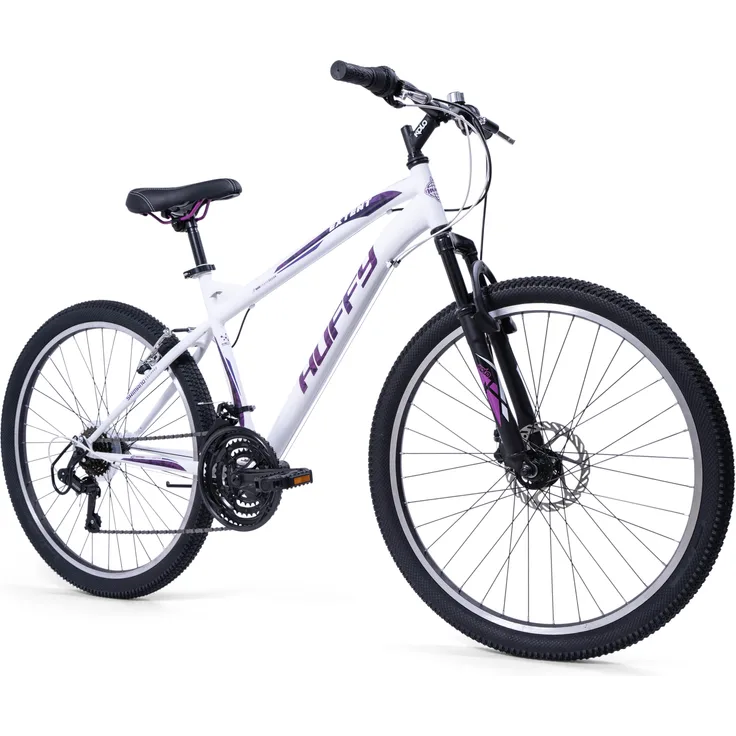 Huffy Extent 26 Zoll Unisex Mountainbike, 18-Gang Schaltung, vordere Scheibenbremse, gepolsterter Sattel, Weiss