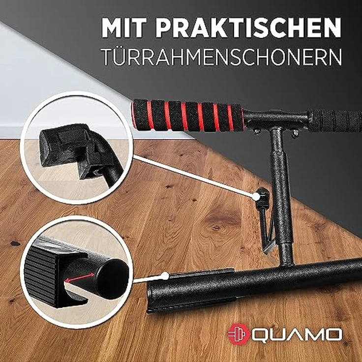QUAMO BY LAVUR Klimmzugstange für Türrahmen | Stark & rutschfest | Einfache Montage ohne Schrauben | Ideales Home-Workout Equipment inkl. Widerstandsband – Bild 2