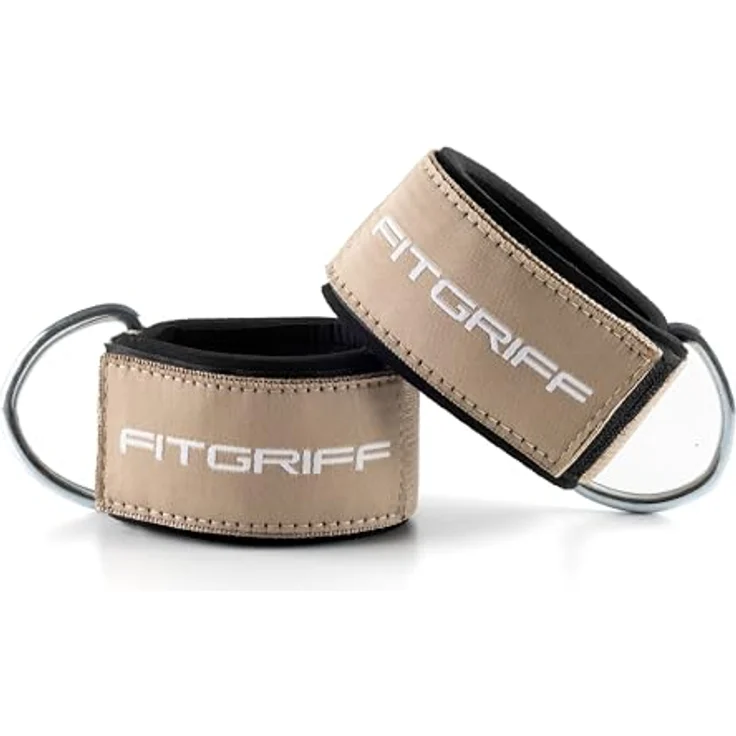 Fitgriff Komfort Fußschlaufen (2Stück) - für Fitness Training am Kabelzug - Fußfesseln für Damen und Herren (Sand) - Preisvergleich – Bild 5