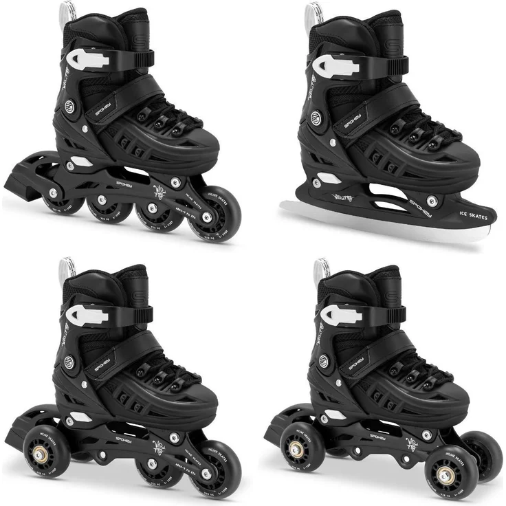 Spokey 4in1 4One Jr Inline Skates, verstellbar mit doppelter Nutzung als Rollschuhe und Eislaufschuhe, Größen 29-33, ABEC-7 Lager – Bild 1