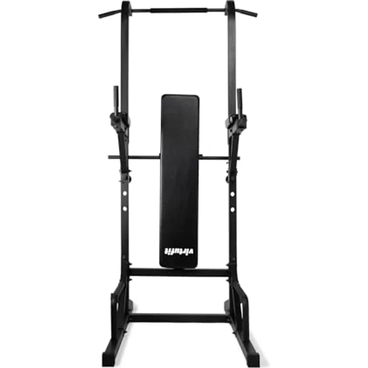 VirtuFit Power Tower Deluxe, Kraftstation mit Dip- und Klimmzugstation, 250 kg maximalem Gewicht und verstellbaren Hantelablagen – Bild 4