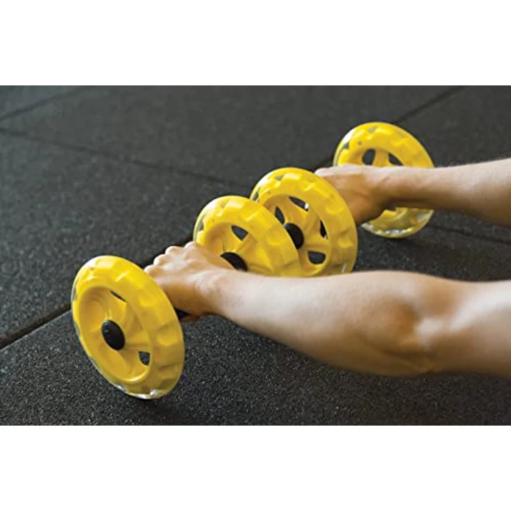 SKLZ COREWheels Dynamischer Kraft & Bauchtrainer, Workout Räder, Mit Ergonomischen Schaumstoffgriffen, Gelb/Schwarz – Bild 4