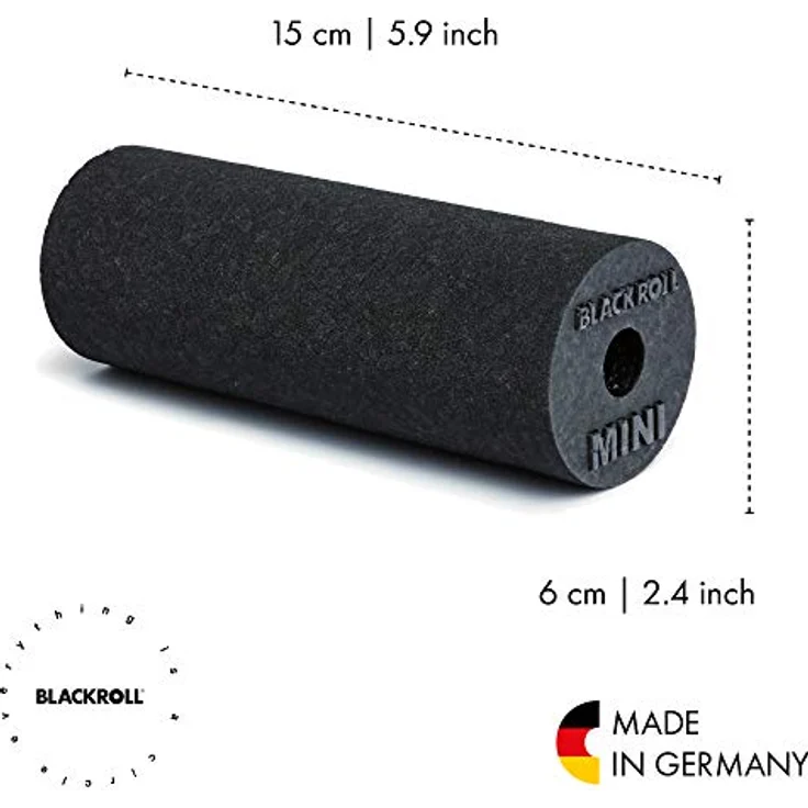 BLACKROLL® MINI Faszienrolle, handliche Massagerolle für Selbstmassage, 15 x 5 cm, mittlere Härte, Schwarz, Made in Germany – Bild 2