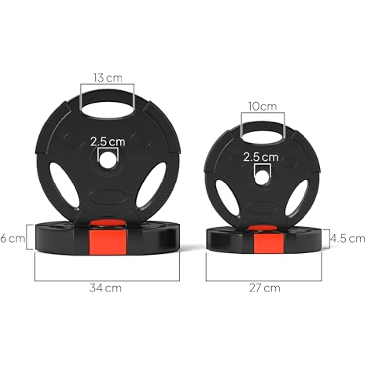SPORTNOW Hantelscheiben Set von 4, Tri Grip mit 30 kg, geeignet für 2,5 cm Hantelstange, Schwarz – Bild 7