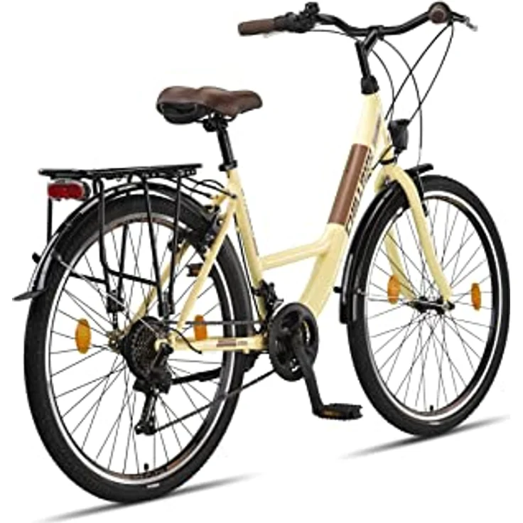 Chillaxx Bike Strada Premium City Bike 26 Zoll Beige V-Bremse - 21 Gang-Schaltung Hollandfahrrad Citybike – Bild 3