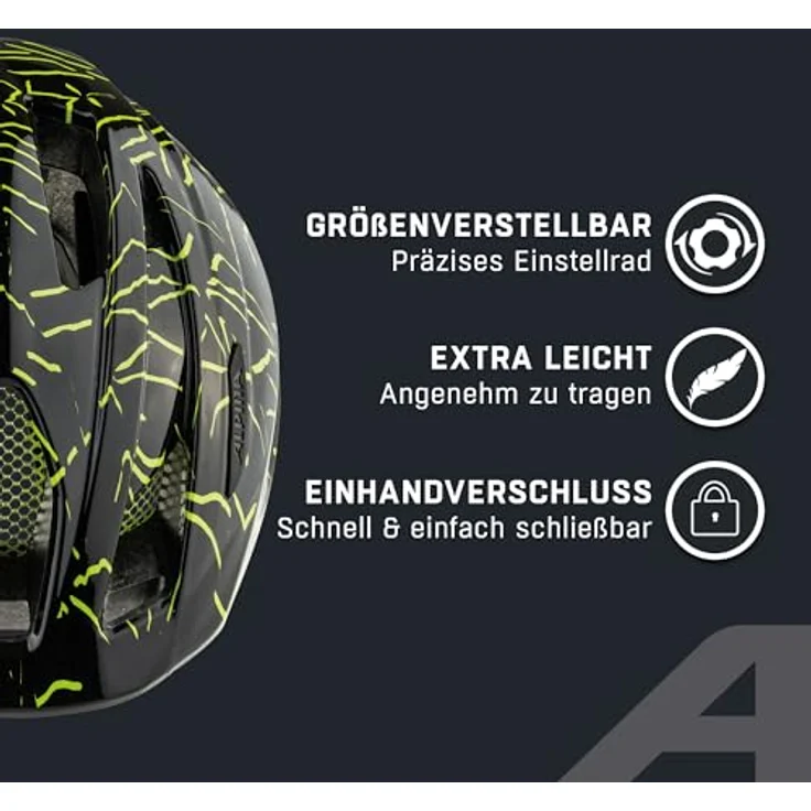 Alpina Kids Pico Black - Neon Yellow Gloss, Größe 50 - 55 cm - Fahrradhelm, Farbe Schwarz – Bild 4