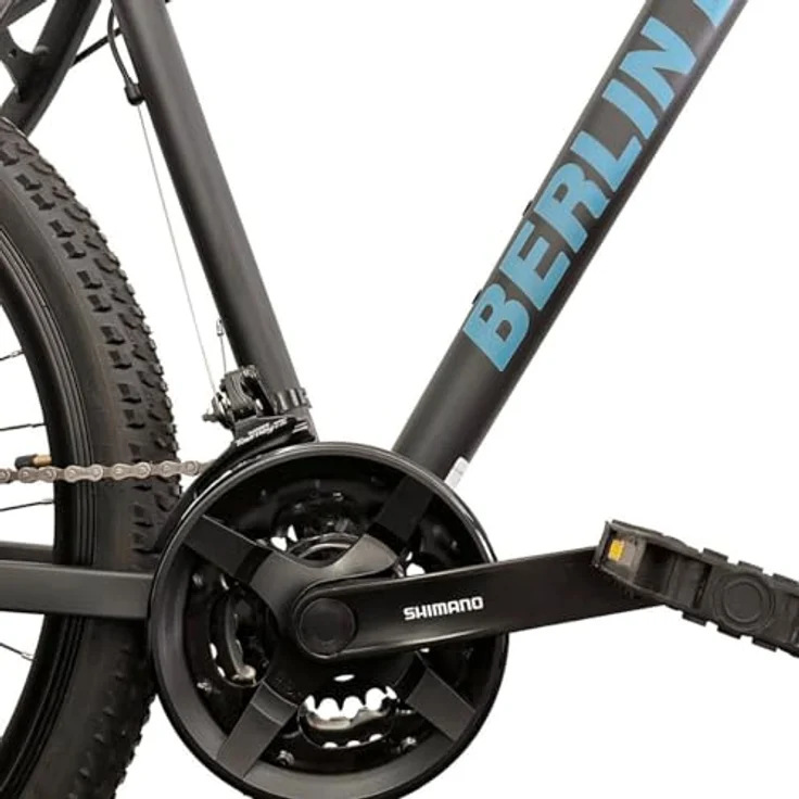 BERLIN BIKE MTB1 Mountainbike 26 Zoll, 33 cm Rahmenhöhe, hydraulische Scheibenbremsen, Shimano 21-Gang, Schwarz-Blau – Bild 9
