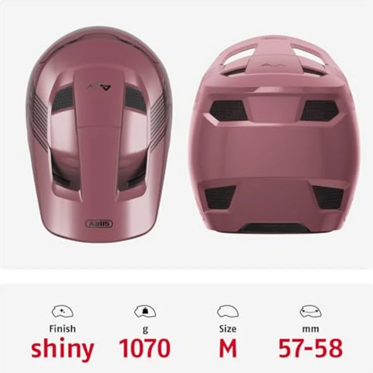 ABUS HiDrop Downhill Helm, ASTM-er Fullface Helm mit schlagfester ABS-Außenschale, rot, Größe M für MTB, Downhill, Enduro und Bikepark – Bild 3