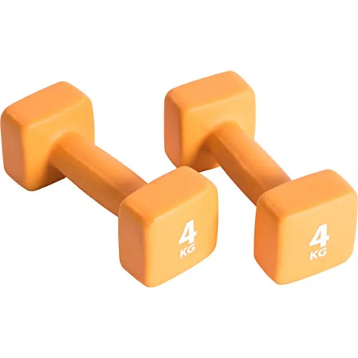 Pure2Improve Neopren-Hanteln, Orange, 4kg (2er-Set) - Quadratisches Design, rutschfestes Neopren-Außenmaterial, für ganzkörperliches Training geeignet - Preisvergleich