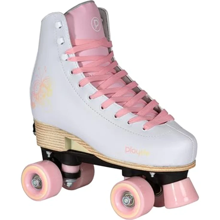 Playlife Classic Pale Rose, Rollschuhe für Mädchen, verstellbar Größe 32, Rosa mit gepolstertem Liner und PU-Rädern – Bild 1