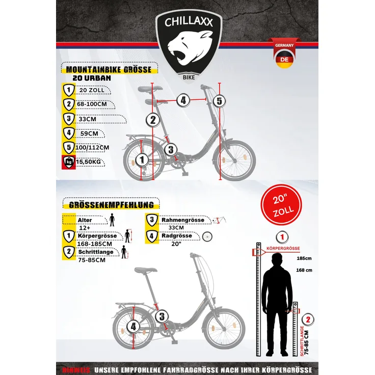 Sidelja Chillaxx Bike URBAN, Cityrad in Schwarz, zulässiges Gesamtgewicht 95 kg, StVZO konform