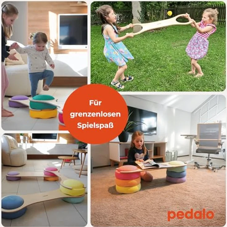 Pedalo® Stapelbaustein Balanciersteg, Kombination aus FSC-zertifiziertem Birkenholz und recycelbarem Kunststoff, für kreative Bewegungslandschaften in Naturfarbe – Bild 4