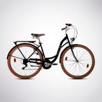 BERLIN BIKE Bella 28"X1.75" - Citybike, 6-Gang Schaltung, schwarz - Elegantes Retro-Design, gefederter Sitz, V-Bremsen