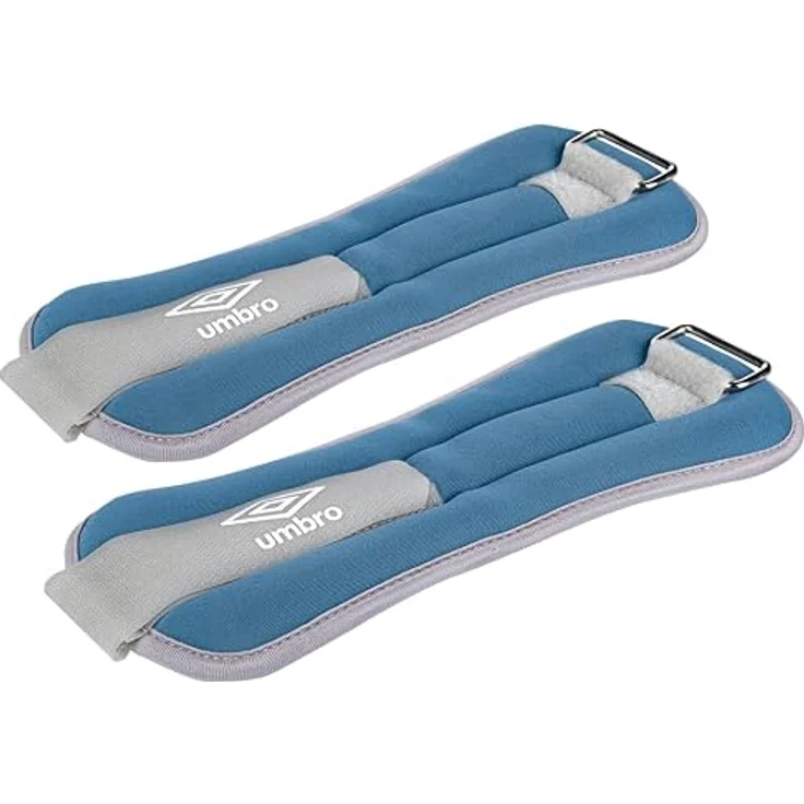 Umbro Gewichtsmanschetten, 2 Stück á 500g, verstellbar mit Klettverschluss, komfortable Passform, Grau/Blau – Bild 2