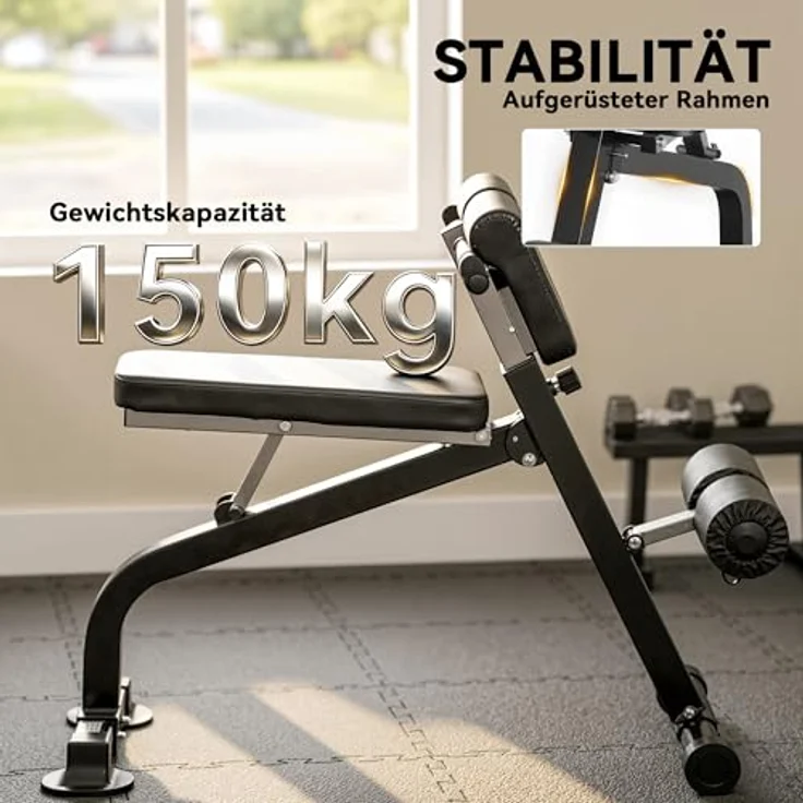 SPORTNOW Klappbare Hantelbank, Multifunktionale Trainingsbank mit 10-Fach verstellbarer Höhe und bis zu 150 kg belastbar für Zuhause Fitnessstudio – Bild 5