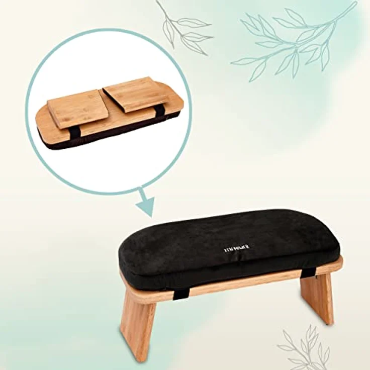 Zen Power Yoga Bench, klappbare Yoga Bank aus Holz, ergonomische Meditationsbank, Gebetshocker für spirituelle Momente im Alltag, bequem und weich gepolstert, Yoga-Zubehör – Bild 3