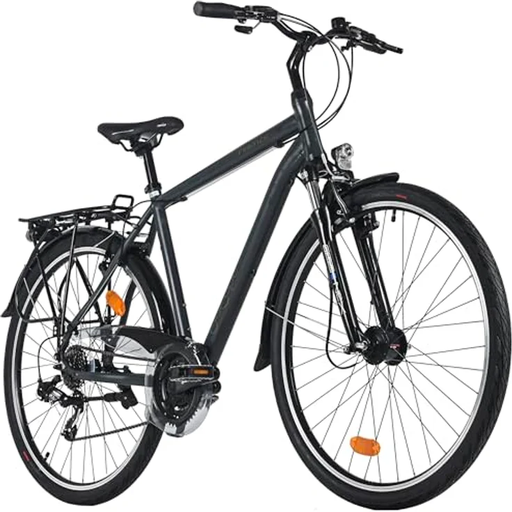DACAPO Trekkingrad Firenze 100, 28 Zoll, Herrenfahrrad mit 21 Gängen, anthrazit, V-Brakes, RH 53 cm – Bild 1