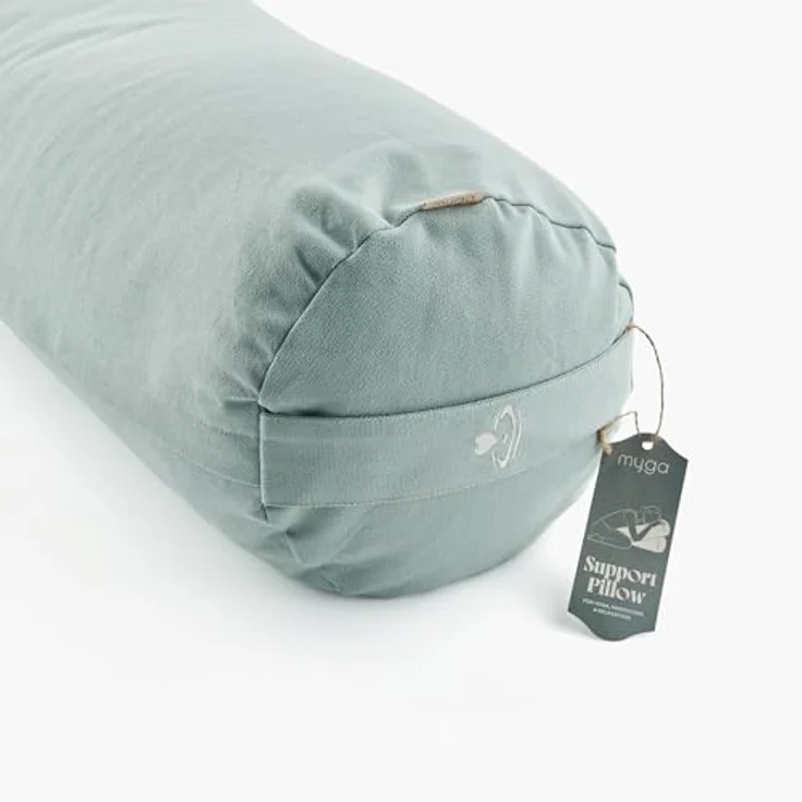 Myga Buchweizen Bolster Kissen, ergonomisches Yoga- und Meditationskissen mit abnehmbarem Baumwollbezug, 100% Bio-Buchweizenschalenfüllung, 63 cm x 25 cm – Bild 5