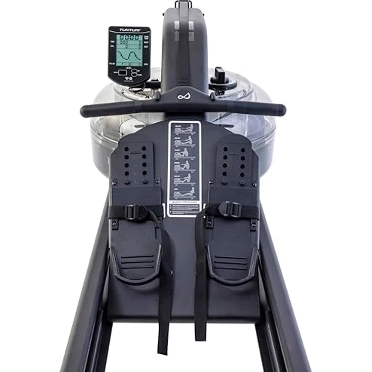 Tunturi Platinum RW30 Rudertrainer - Rudergerät mit XL-Wasserbehälter und 10 Widerstandsstufen - Bluetooth-Monitor - Premium-ergonomischer Griff - Doppelschienensystem - Stahl- und Aluminiumrahmen – Bild 5